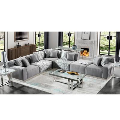 China Custom made modern simple large size u-shaped living room 7 seater corner sofa bed within 2 days fabric sofas for sale