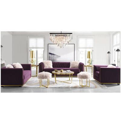 China Sofa bed modern classic luxury purple living room 3 4 seater fabric sectional sofa sets for sale