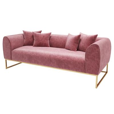 China Custom FABRIC SOFA Pink Home Sectional Luxury L Shaped 2 Seater 3 Piece Chesterfield Velvet Sofa Set For Living Room for sale