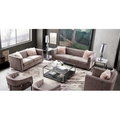 China Custom Modern 3 Piece FABRIC SOFA Living Room Crushed Pink Velvet Couch Restaurant Booth Recliner Sofa Set for sale