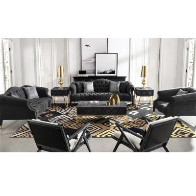 China Modern Luxury Royal Black Sofa Bed Custom Velvet Home Furniture Living Room Corner Sofa Set for sale