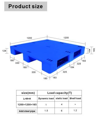 China Large Heavy Duty Plastic Pallet Single Faced Double Faced For Industry Blow Molding Water Bottle Plastic Pallet for sale