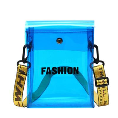 China Fashion Transparent PVC Small Square Bag Women Shoulder Bag Letter Printing Jelly Clear Purse Handbag for sale