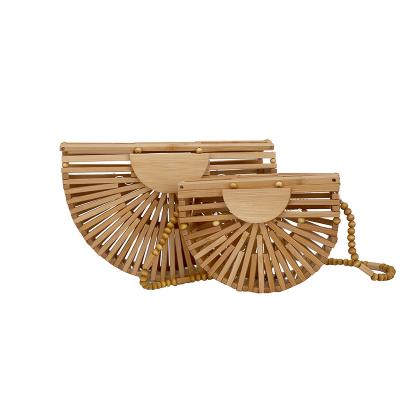 China Fashion Semicircle Bamboo Small Cross - Body Shoulder Bags Baskets Handbags Summer Beach Bag 2021 Eco-Friendly for sale