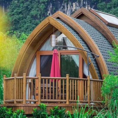 China Prefabricated wooden mini hotel house arched shape boathouse for sale