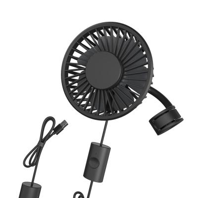 China DC-5V Car Air Cooling Fan 360 Rotation USB Portable Powerful Rechargeable Rear Seat Passenger Car Backseat Fan With Clip for sale