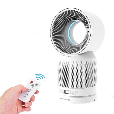 China Smart Hotel Sensor 3 in 1 Touch Remote Control H13 HEPA Air Purifier Air Circulation Fan Desktop Air Quality Monitor for sale