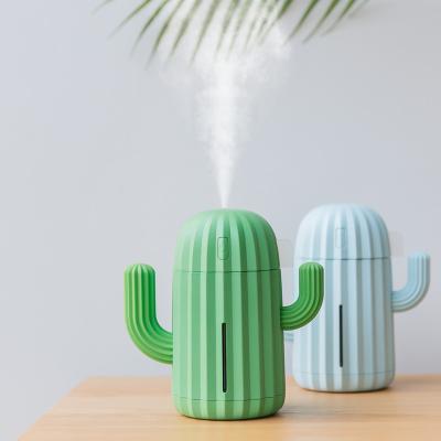 China Ultrasonic Car Home Appliance Deco USB Mini Handy Cactus Humidifier For Portable Battery Operated 340ml Cool Mist Maker for sale