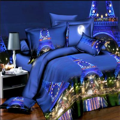 China Nondisposable Blue Scenic 3D Printed Bedroom Textile 4 Pcs Comforter Bedding Set, Luxury Home Decor Soft Queen Size Bed Sets for sale