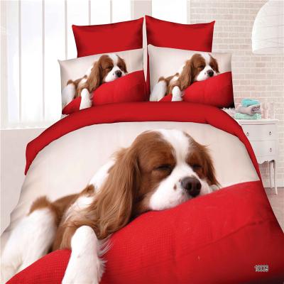 China Nondisposable Skin-Friendly Dog Printing Winter Bedding Set , Comfy 3D Printed Animals Bed Set for sale