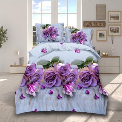 China Nondisposable Elegant Flower Printing Skin-friendly Comforter Bedding Set,Queen Size Quilting Duvet Cover Sets for sale