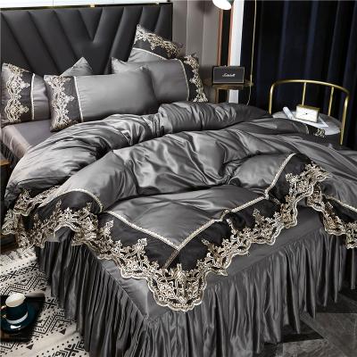 China New Good Quality Nondisposable Elegant Very Luxury Silk Bedding Set Bed Sheethot Sale Products, 4 Pcs Full Size Bedding Sets for sale