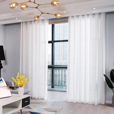 China Blackout Blackout Linen Window Curtains Natural Semi Sheer Elegant Solid White Voile Panels Textured Panels For Bedroom Living Room for sale