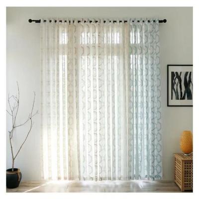 China Blackout Pattern Long Window Sheer Curtains In Polygonal Grommet Canvas Semi Sheer Top Window For Living Room And Bedroom for sale