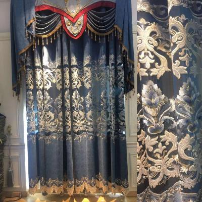 China Blackout Factory Designer Drapes European Royal Luxury Embroidered Curtains Custom Already Made Window Drapery Curtains for sale