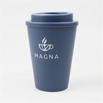 China Viable Plastic Reusable Double Wall Coffee Cup-Blue for sale