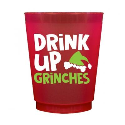 China Single Wall Drink To The Last Grinches Frost Red Flex Cups for sale