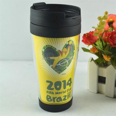 China Travel Viable Plastic Insulated Mug with Flip Top Lid for sale