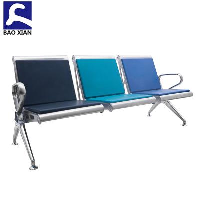 China Modern Hot Sale Stainless Steel PU Cushion 3 Seats Waiting Chair At Airport for sale