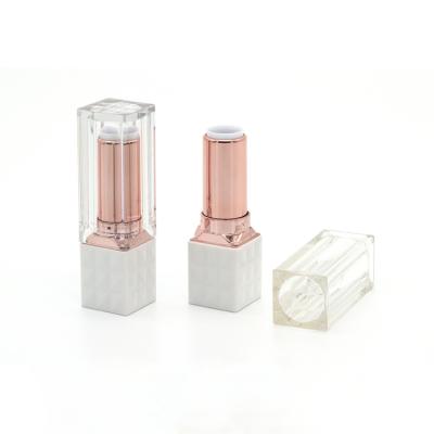 China Cosmetic lipstick packaging plastic rose gold square empty lipstick tube low moq in stock for sale