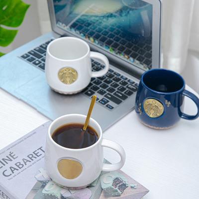 China New Disposable Ceramic Cup Fish Scale Cup Large Capacity Office Coffee Water Copper GiftMugs Disposable Ceramic Cup Drinkware for sale