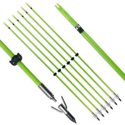 China Solid Bowfishing 8MM 34inch Bowfishing Arrows Fiberglass Shaft With Broadhead Steel Plastic Nock For Bowfishing for sale