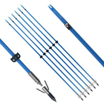 China Solid Bowfishing Arrows 8MM Archery Fiberglass Shaft With Broadhead Steel Plastic Nock For Bowfishing for sale