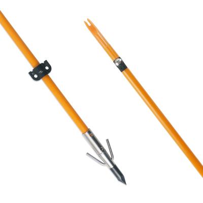 China High Quality Bowfishing 8MM Fiberglass Solid Shaft Orange Color Hunting Arrows With Broadhead Steel Plastic Nock For Bowfishing for sale