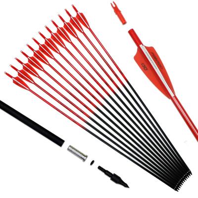 China 30-60lbs Bow Pointdo 30inch Archery Carbon Arrows For Compound And Recurve Bows With Removable Plastic Nocks And Screwed Heads for sale