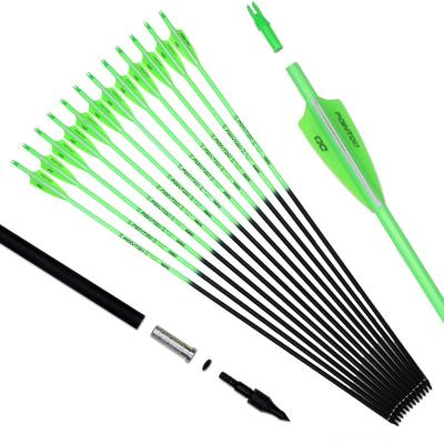 China Bow 30-60lbs Pointdo 30inch Carbon Arrow Fluorescent Color Practice Target and Hunting Arrow for Compound and Recurve Bow with Removable Head for sale