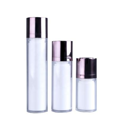 China 15ml 30ml 50ml Cosmetic Plastic Lotion Eye Cream Serum Swirl Airless Bottle Set With Silver Press Pump for sale