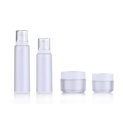 China Cosmetic Custom Lavender Double Layer Lotion Serum Plastic Acrylic Bottle And Jar Set for sale