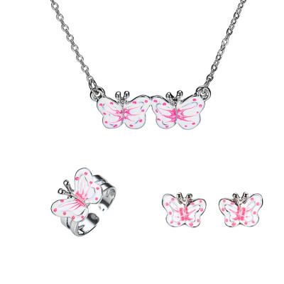 China CLASSIC New Children's Accessories Set Cute Pink Butterfly Chain Children's Necklace Set for sale