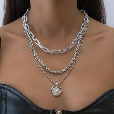 China Long Silver Chain Necklace Romantic Multi Layered Necklace Pendant for sale