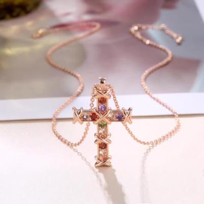 China Jesus Cross Vintage Style Men's Euramerican Style Retro Rose Gold O-Chain Artificial Zircon Religious Pendant Retro Cartoon Pendant for sale