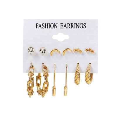 China BOHEMIA Value Combination Styles Holiday Moon Triangle Gold Bohemian Various Six Pair Circle Ethnic Earring Drop Tassel Set Earring Kit for sale