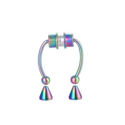 China Steel Nose Ring Reusable Alloy Horseshoe Faux Vintage Stain Non Piercing Magnetic Jewelry Nose Ring for sale