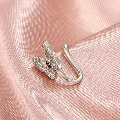 China Beautiful Cute Jewelry Copper Material Women Butterfly Non Piercing Nose Ring for sale