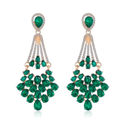 China 2022 New Trendy Trendy Women's Banquet Tassel Rhombus Green Tear Drop Earrings for sale