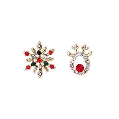 China Vintage Christmas Ornaments Shape Simple Mini Female Jewelry Cute Elk Diamond Earrings Korean Girls Simple Earrings for sale