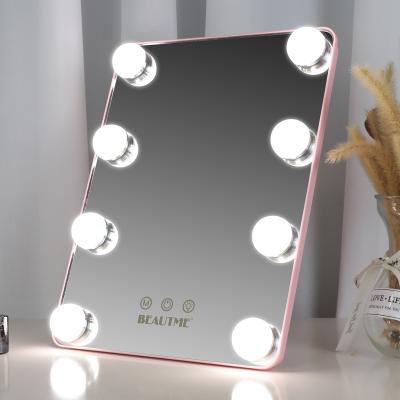 China Small Size Vanity Mirrors Lighted Up With Lights For Hollywood Girls Light Up Mirror With 3 Colors Smart Touch Control Light for sale