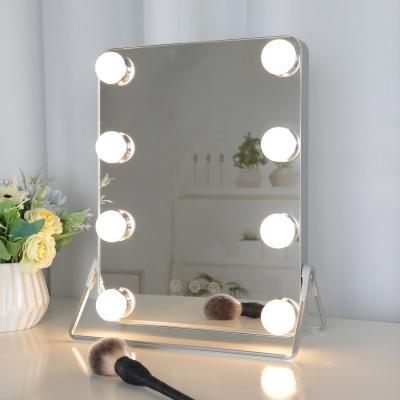 China L612 BEAUTME 9*13 Inch Lit Led Makeup 8 Bulbs Hollywood Vanity Table Portable Dressing Table Vanity Mirror With Light for sale