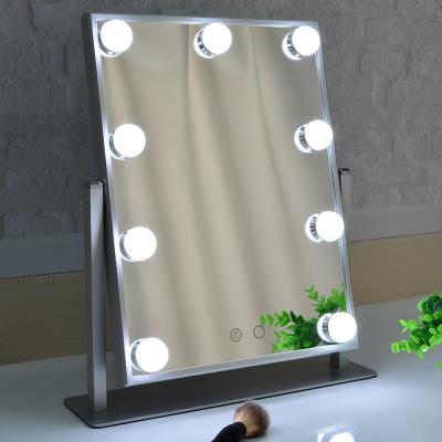 China Gils Gift LED Touch Screen Mirror Lighting Makeup Cosmetic Mirror 9 Led Dimmable Bulbs For Bedroom for sale