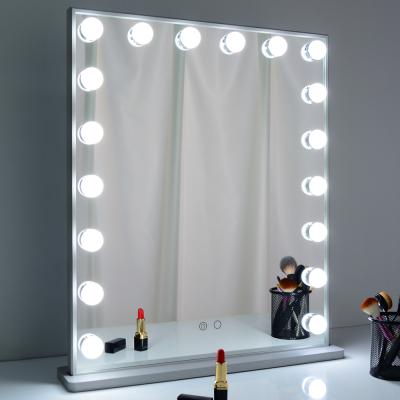 China Espejo Scam Bombilla Hollywood Style LED Lighted Cosmetic Vanity Mirror with Lights Makeup Lit Beauty Bulbs Reflects 10x Magnifying for sale