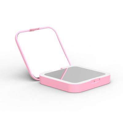 China BEAUTME Travel Hand Pocket LED Compact Lighted MAKEUP Mirror with Power Bank Mirror for sale