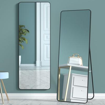 China Minimalist Full Body Standing Mirror Bedroom Dressing Framed Integral Floor Mirror for sale