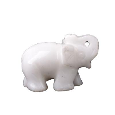 China Wholesale Globe Hand Cut Natural Crystal Elephant White Jade Animals Polished Energy Stone For Decoration for sale