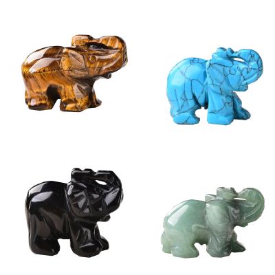 China Wholesale Globe Hand Carved Natural Crystal Elephant Red Jasper Animal Ornaments For Home Decor for sale