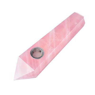 China Gemstone Stone Obelisk Crystal Rose Quartz Smokey Pipe China Point Natural Healing Crystal For Women Men Gift for sale