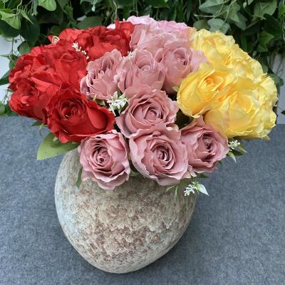 China TONGFENG 10 bouquet head rose bouquet artificial silk bride holding flowers wedding party decorative dry flower ornaments for sale